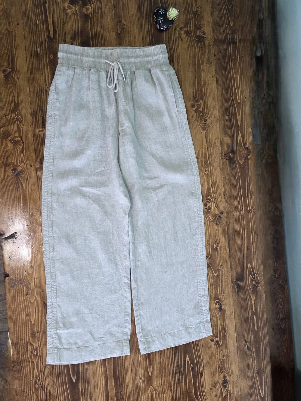 Quince 100% European Flax Linen Wide Leg Elastic Waist Drawstring Pants Small